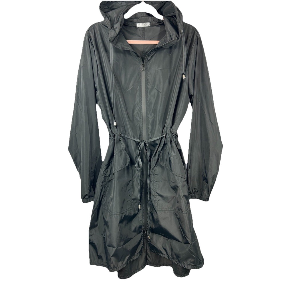 ELESOL Black Longline Windbreaker Jacket XL Gorpcore Minimalist Utility Parka‎